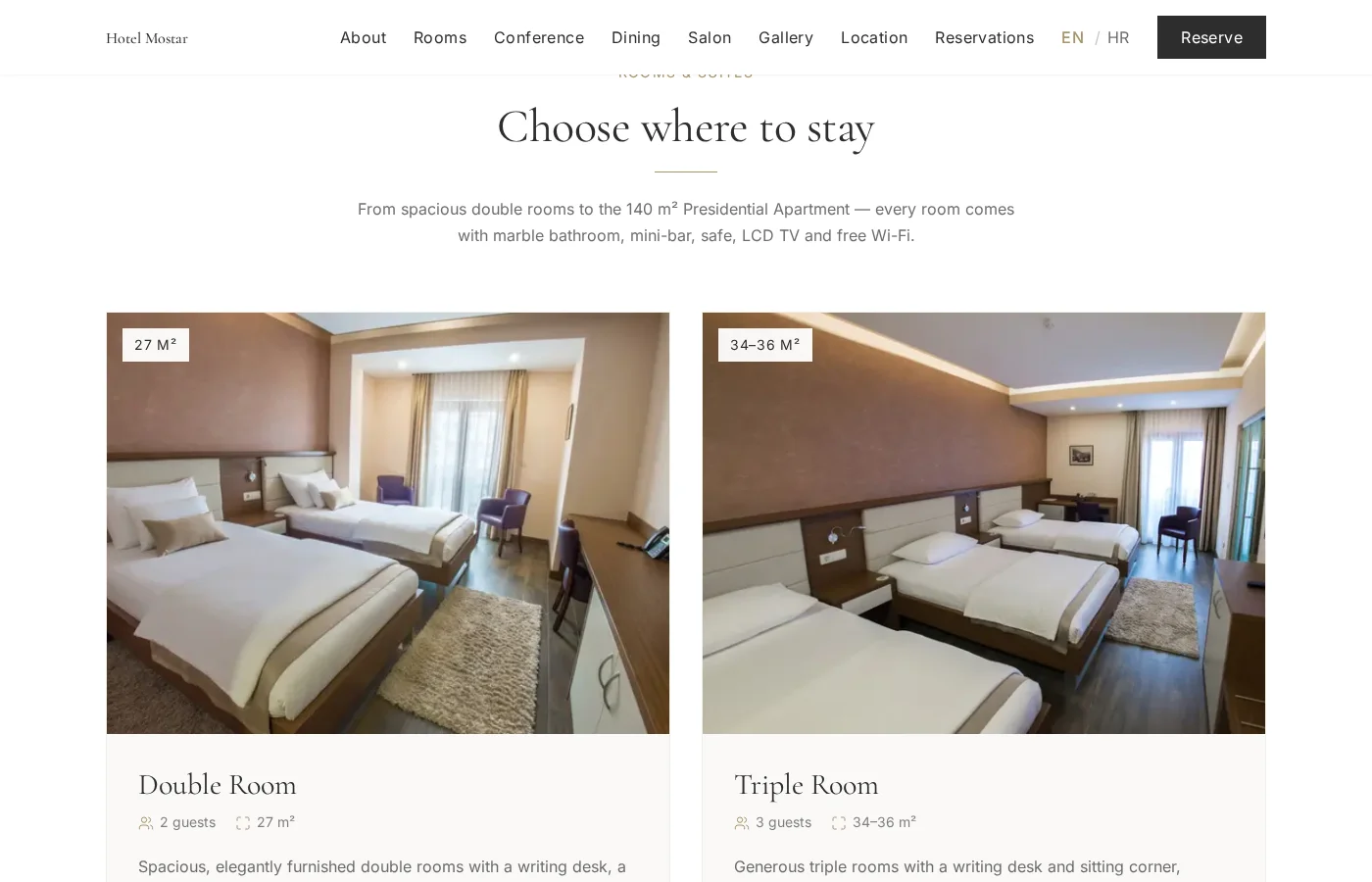 Hotel Mostar – Website for a 4★ Hotel in the Heart of Mostar